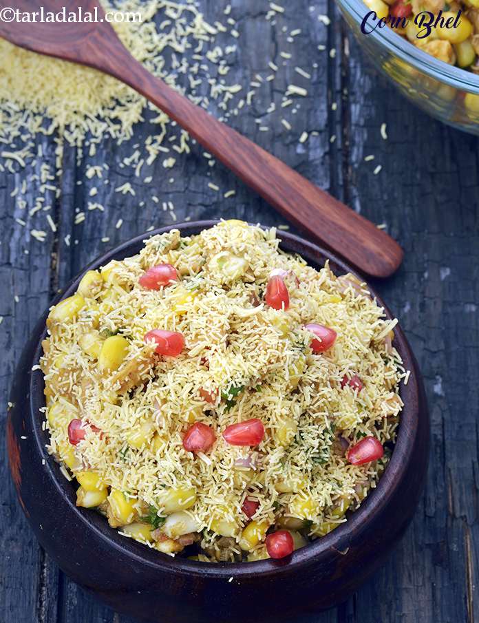 Corn Bhel Recipe Indian Vegetarian Recipes By Tarla Dalal