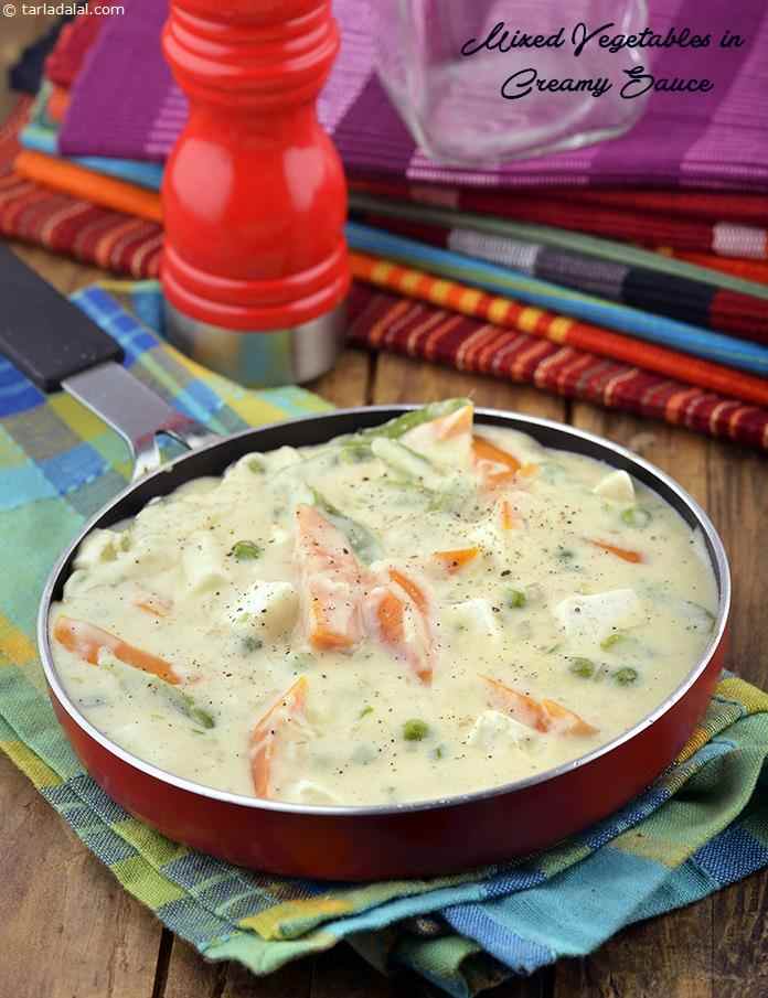 Mixed Vegetables In Creamy Sauce Recipe By Tarla Dalal Tarladalal