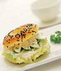 Sesame Bagel with Cucumber and Sour Cream