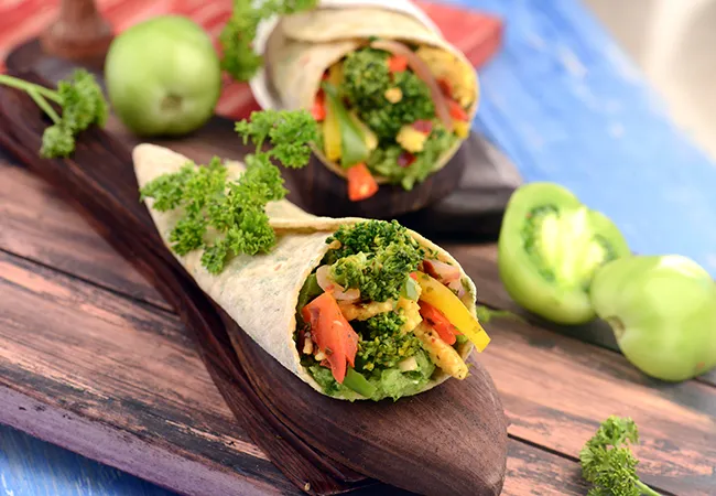 Bean Sprouts and Green Tomato Salsa Wrap