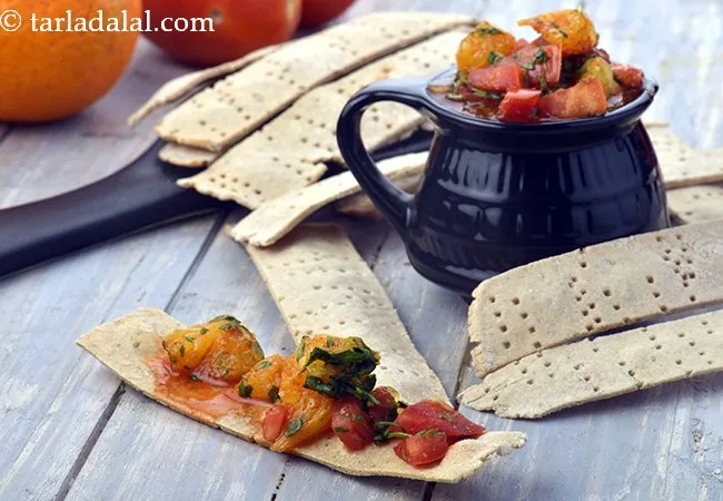 Herbed Jowar Strips with Spicy Orange Salsa