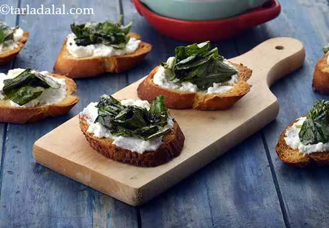 Ricotta and Basil Crostini