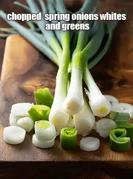 finely chopped spring onions whites and greens