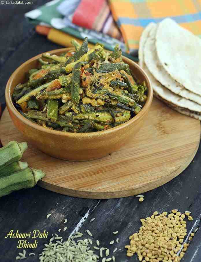 Achaari Dahi Bhindi recipe | Punjabi Subzis Recipes | by Tarla Dalal ...