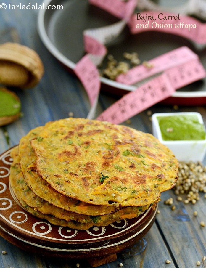 ब जर क रट एण ड अन यन उत तप र स प Bajra Carrot And Onion Uttapa Recipe In Hindi