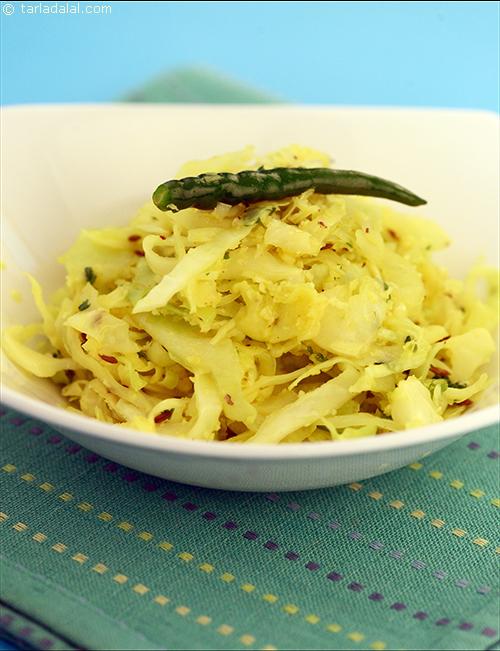 Cabbage Stir-fry Recipe | By Tarla Dalal | Tarladalal.com | #38898