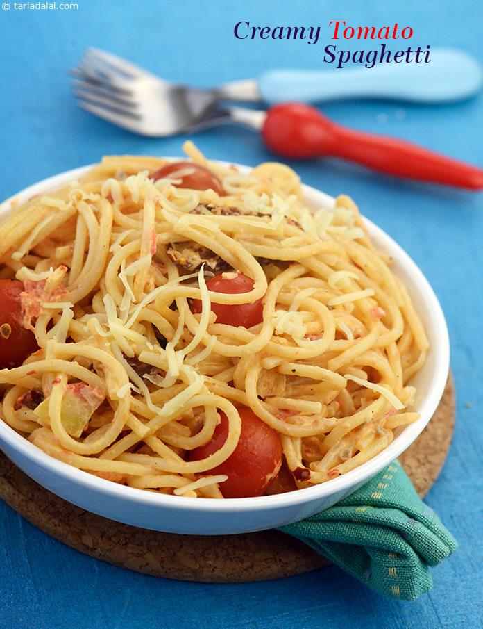 Creamy Tomato Spaghetti recipe | by Tarla Dalal | Tarladalal.com | #38974