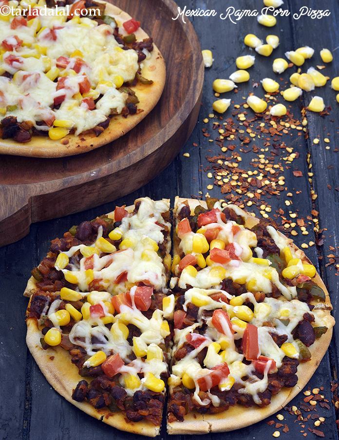 Mexican Rajma Corn Pizza, Kidney Beans and Corn Pizza recipe | Party ...