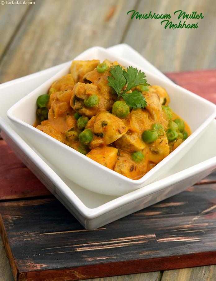 Mushroom Mutter Makhani recipe, Indian Subzi Recipes