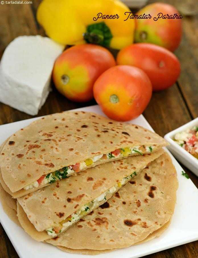 paneer tamatar paratha recipe | healthy tomato paneer paratha