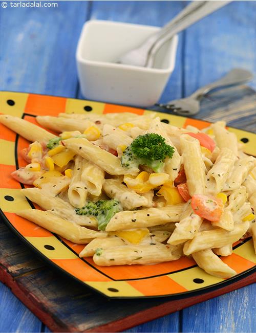 Penne in White Sauce recipe, Pasta in white sauce recipe