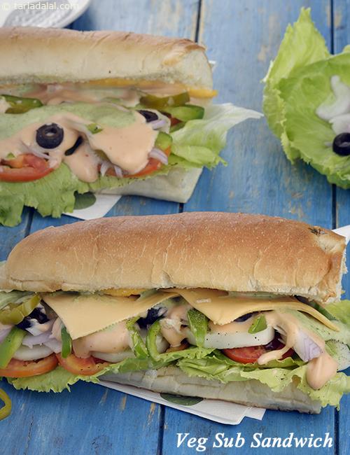 Veg Sub Sandwich recipe | by Tarla Dalal | Tarladalal.com | #41031