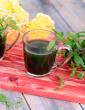 Fresh Herbal Tea, Tulsi, Mint and Ginger Drink for The Common Cold in Hindi
