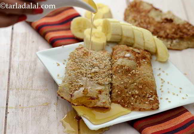  मिनी बनाना सेसमे पॅनकेक - Mini Banana Sesame Pancake 