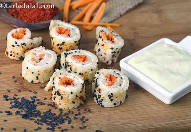 Dhokla Sushi with Carrots