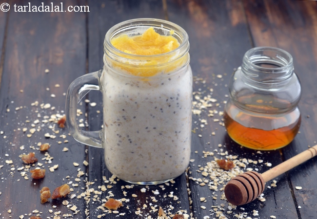 Oatmeal Almond Milk with Oranges, Healthy Breakfast