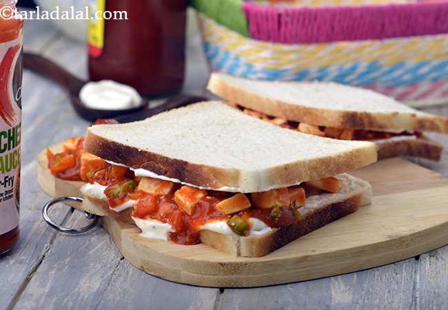  पनीर सेज़वान सैंडविच रेसिपी | शेज़वान पनीर सैंडविच |- Schezwan Paneer Cold Sandwich 