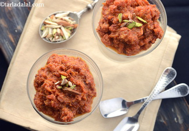 low fat carrot halwa recipe | healthy gajar ka halwa | low fat Indian carrot pudding |