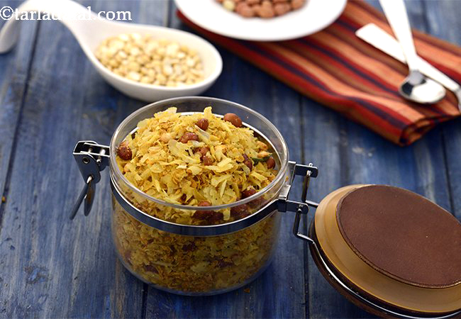 oats chivda recipe | poha oats chivda | tiffin and travel snack oats chivda |