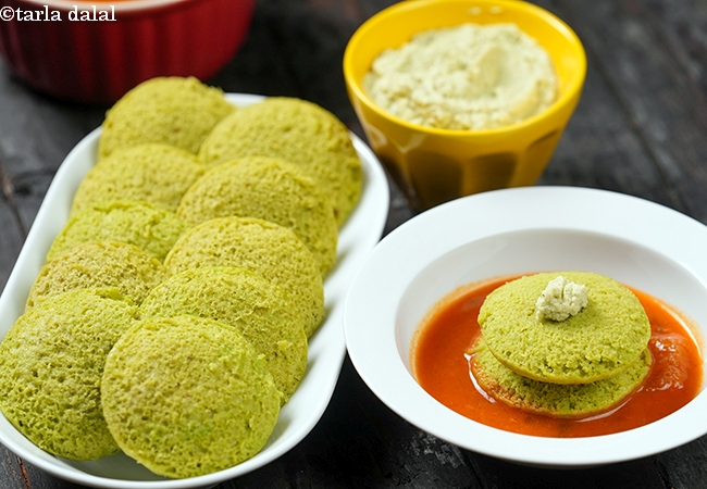 palak chola dal idli recipe | Vitamin B1, Folic Acid rich healthy idli | steamed split cow peas idli | chola dal idli for diabetics, weight loss |