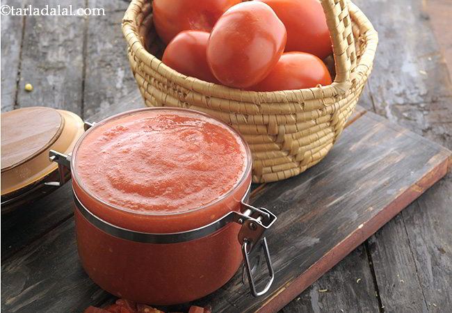 टमाटर का गूदा रेसिपी | ताज़ा टमाटर का पल्प | घर पर टमाटर का गूदा | Fresh Tomato Pulp, Homemade Tomato Pulp