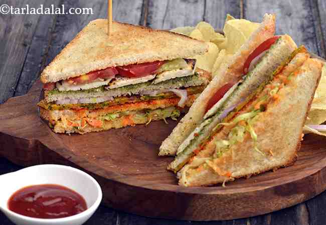 veg club sandwich recipe | Mumbai club sandwich | how to make restaurant  style Indian club sandwich